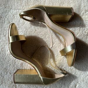 Shutz Gold Block Heel Sandals